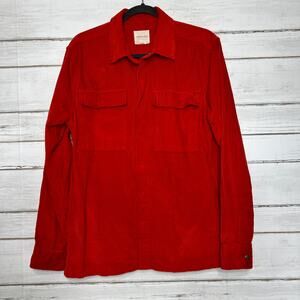 American Eagle Red Corduroy Snap Front Shacket Size Medium